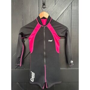 Cressi Kids Wetsuit Shorty Long Sleeve Black Pink Swim Suit Size XL